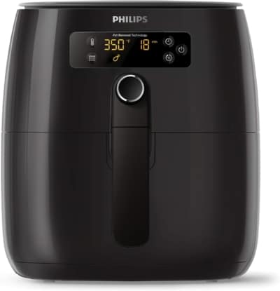 a black airfryer on a white background