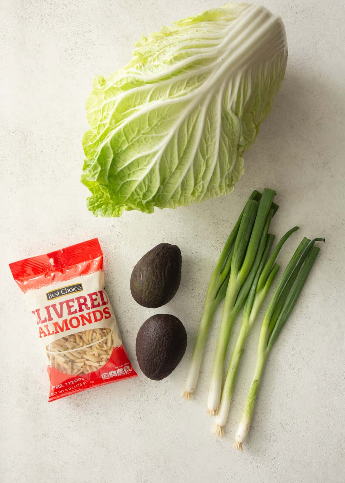 overhead image of ingredients for napa cabbage salad